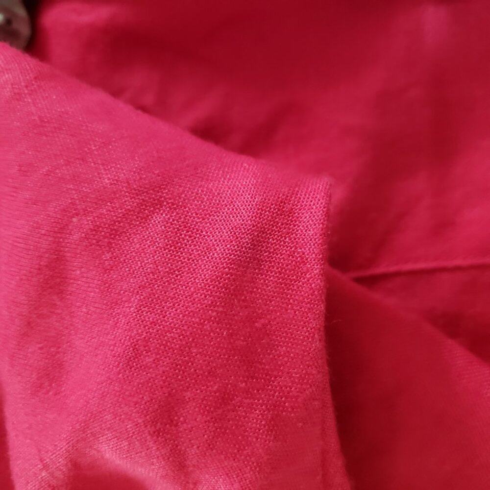 Vintage Ciro Pink Linen Dress Puff Sleeve Back Buttons Architectural 90s XS 2 - Picture 10 of 15